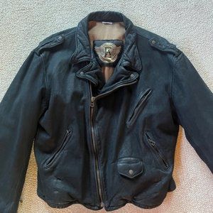Men's Vintage  Emporio Armani Biker Style Jacket Stone Leather Italian Made